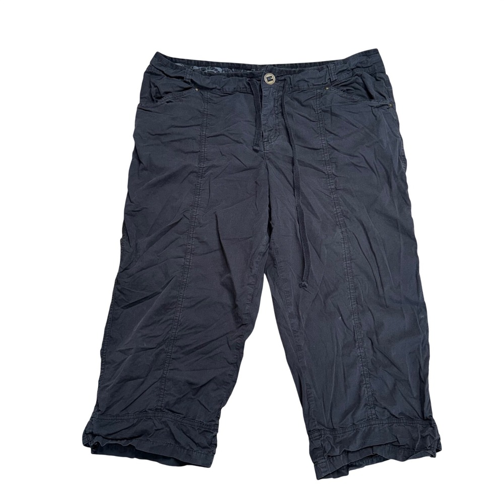 Fresh Produce Cargo Pants Women Large Black Good Cropped Drawstring Utility
